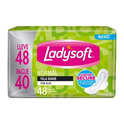 Toalla Femenina Ladysoft Normal C/Alas Pack Ahorro X48