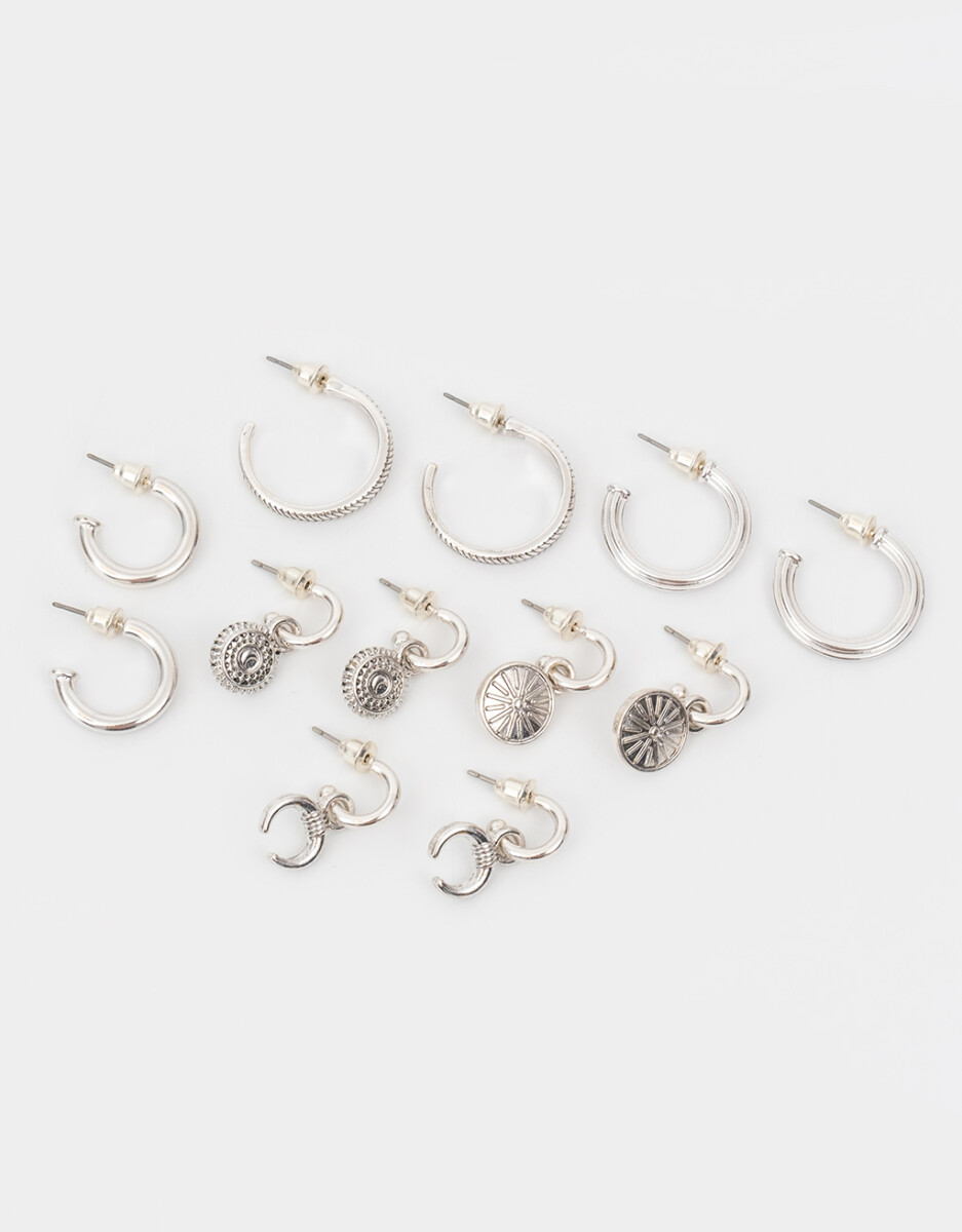 Set De Aros Bañados En Plata 