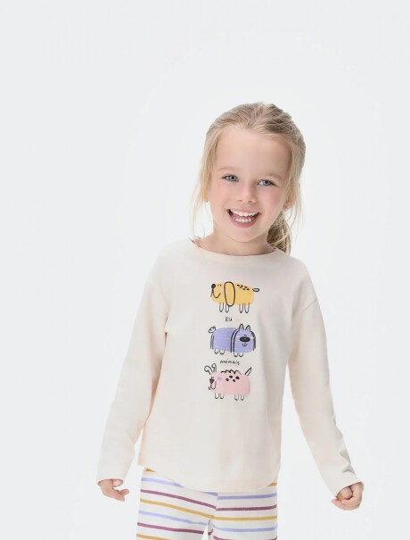 CAMISETA INFANTIL CON ESTAMPA BEIGE