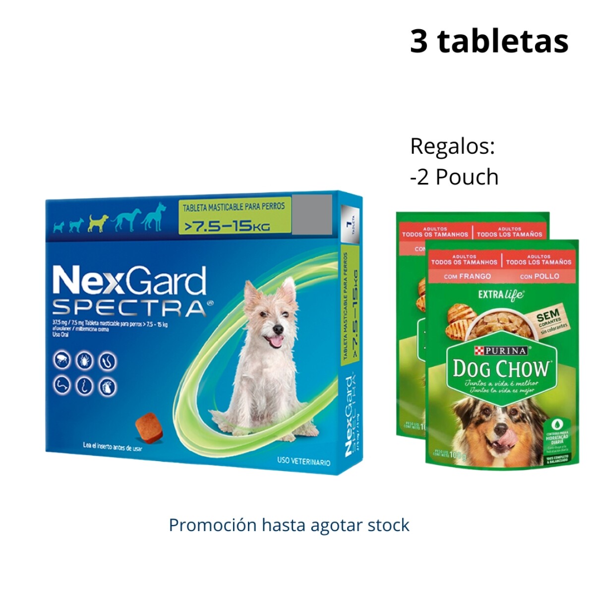 Nexgard Spectra Dog 7.6 - 15 Kg * 3 Comprimidos 