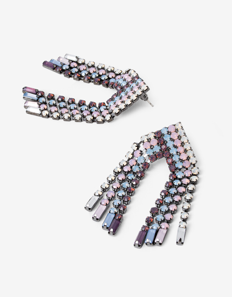 Aros Colgantes Largos Strass Aros Colgantes Strass - Combinacion Multicolor