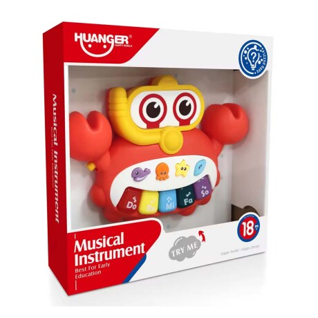Piano Cangrejo Musical Teclado Luz Melodía Nota Bebé Huanger Rojo