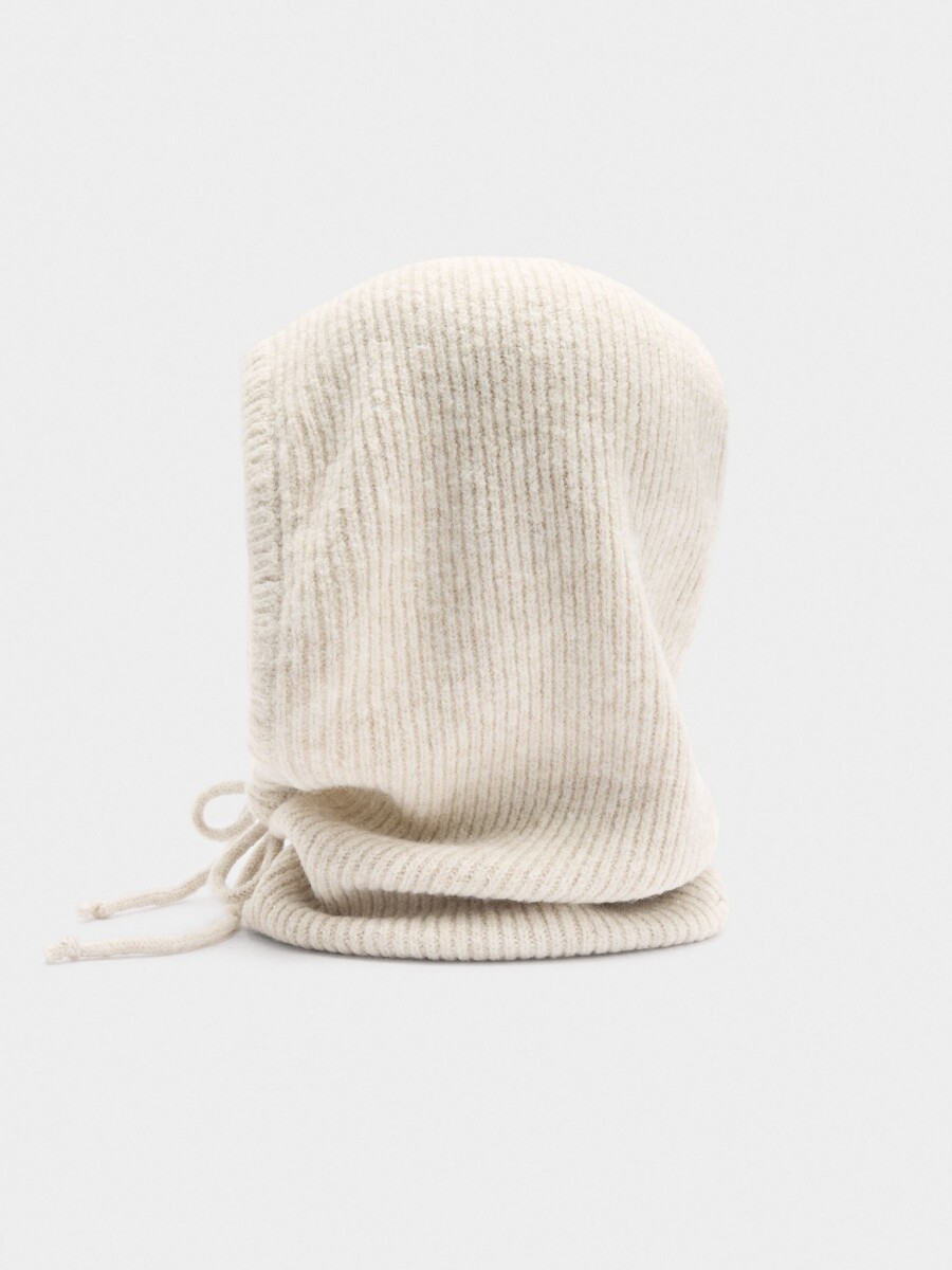 Balaclava De Punto Con Tiras crudo