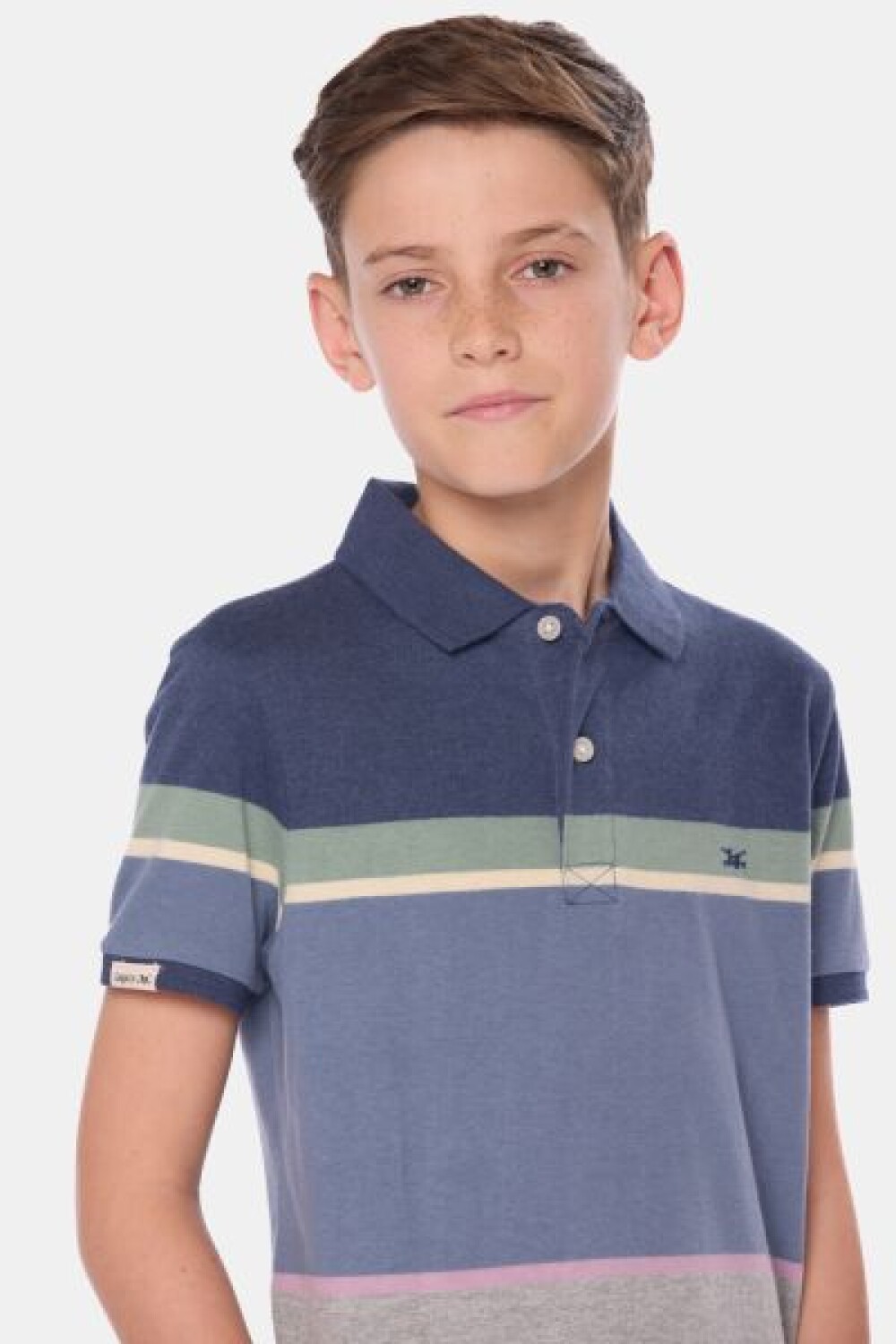 REMERA POLO RAYADA Azul