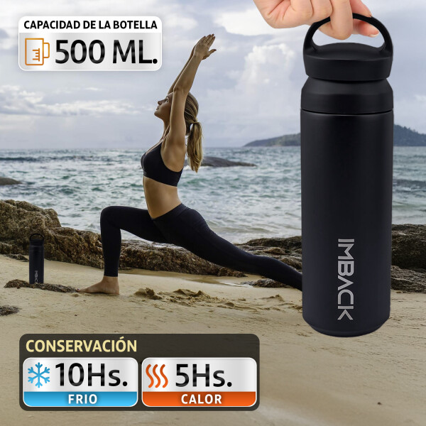 Botella Termica 500ml Acero Inoxidable Doble Capa Termo Agua Negro Botella Termica 500ml Acero Inoxidable Doble Capa Termo Agua Negro
