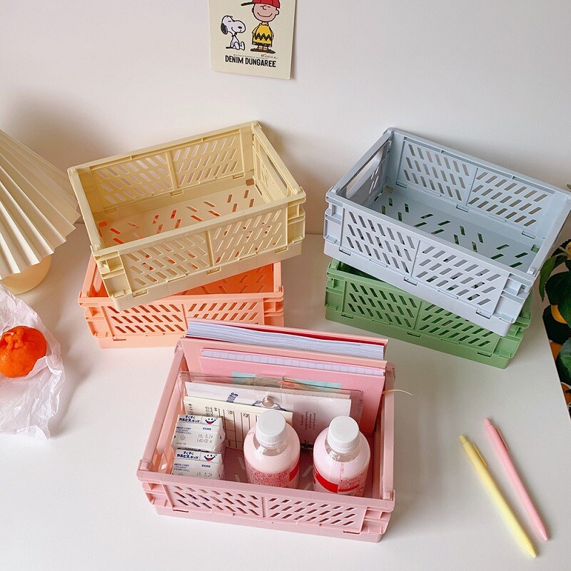 Caja de almacenamiento plegable rosa