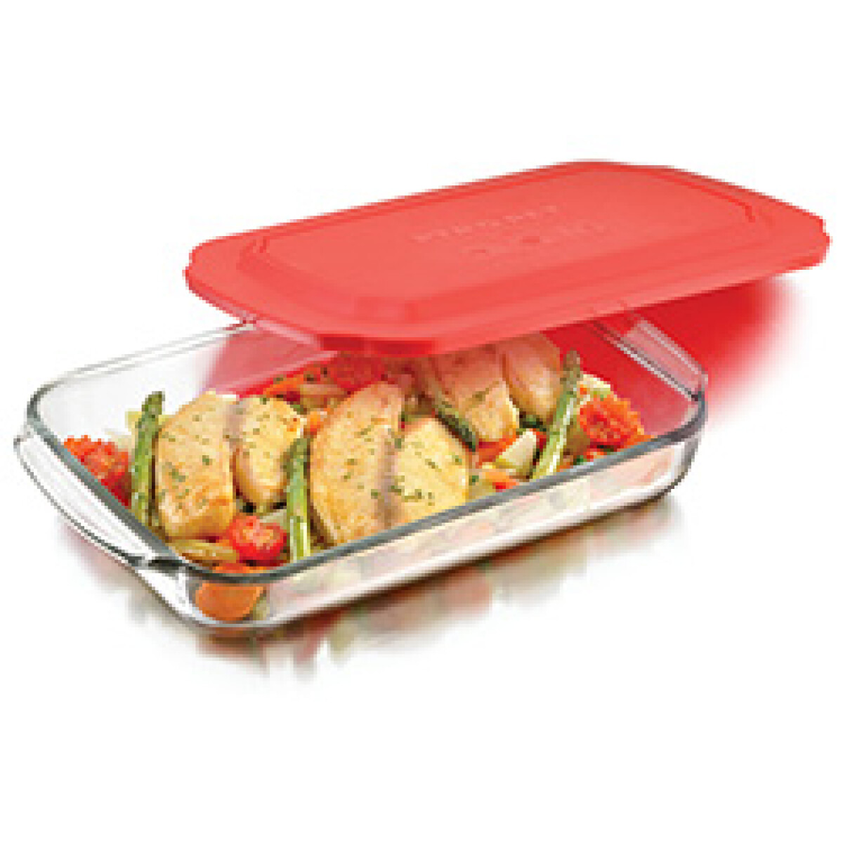 Fuente Rectangular Mediana de Vidrio con Tapa 