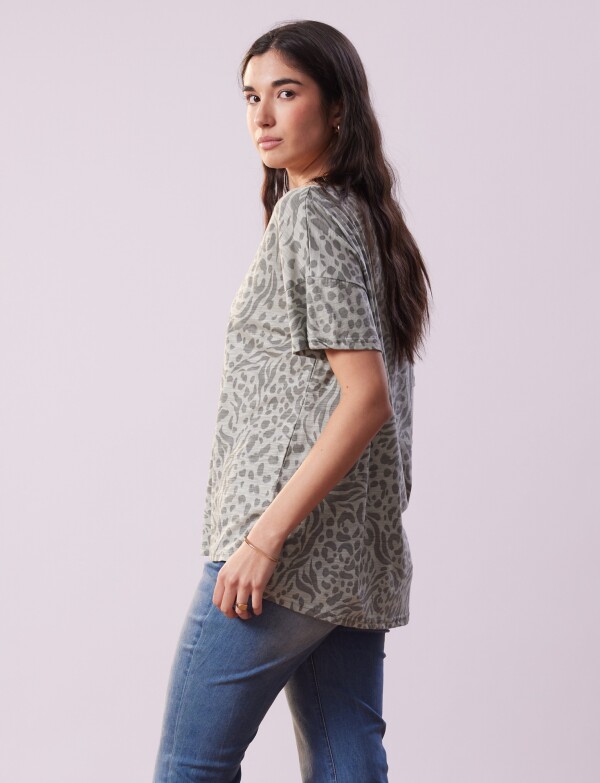 Remera Algodon Print VERDE