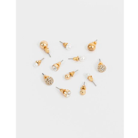 Set De Aros Con Strass Dorado