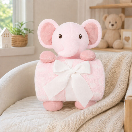 Set Manta con Peluche Elefante Rosa