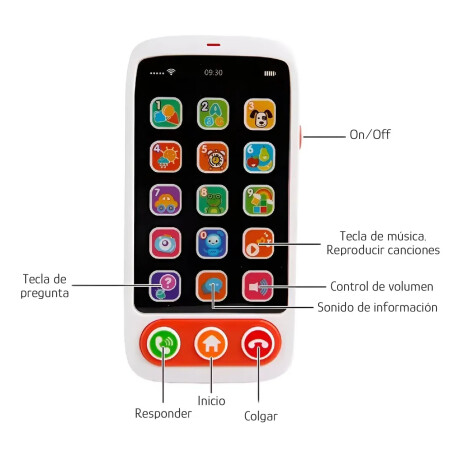 Teléfono Didáctico Interactivo Sonidos Luces Botones Huanger Rojo