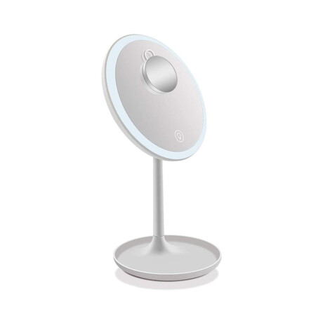 Espejo circular con luz led y accesorio con aumento x10 Blanco
