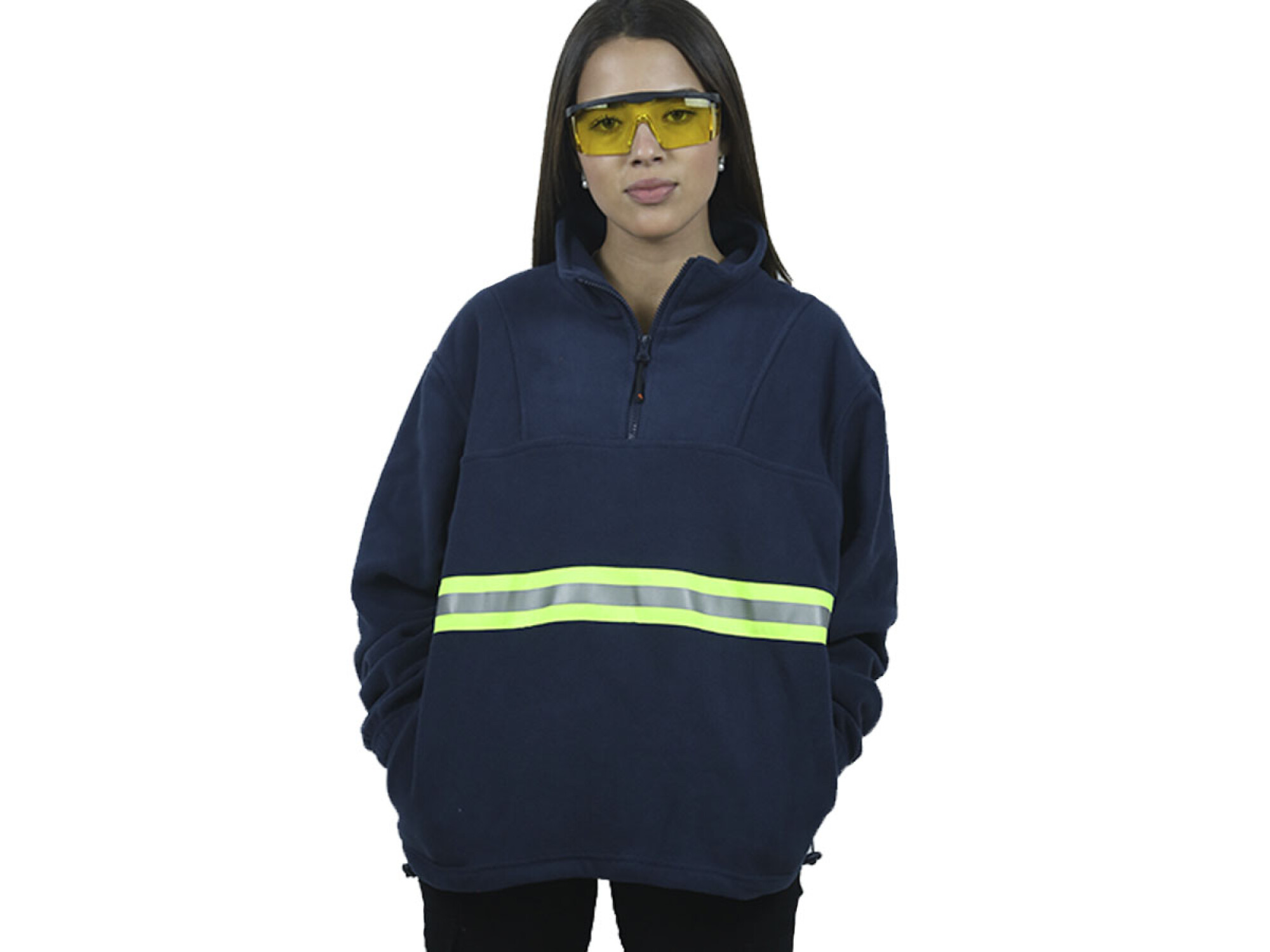 Buzo polar medio cierre con reflectivo Azul marino