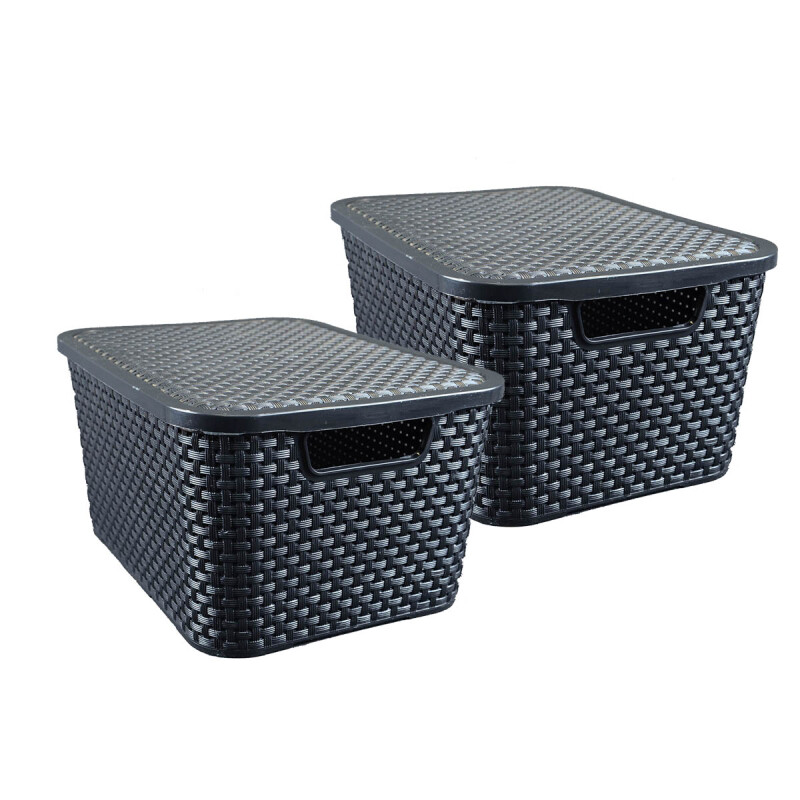 Set x2 Caja ratán 20 lts NEGRO