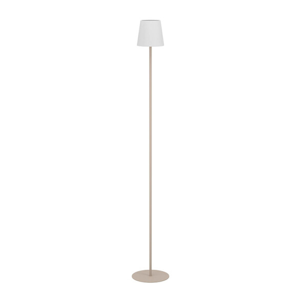 Lámpara de pie E14 acero beige y pant. tela blanca EG6072