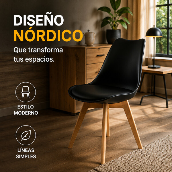 Silla Comedor ComboHome Tulip Eames Pack X2 Negro 1