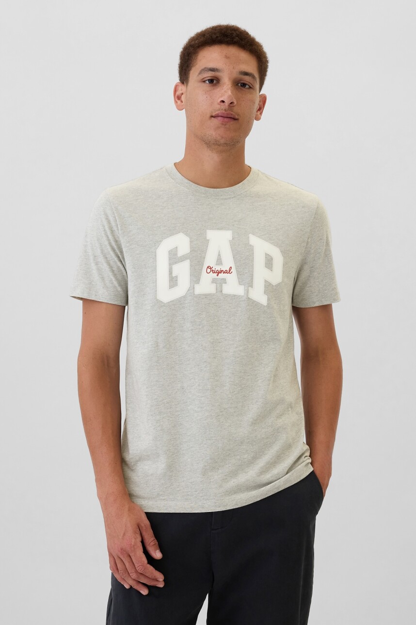 Remera Logo Gap Manga Corta Hombre Heather Grey