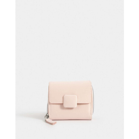 Billetera De Cuerina Con Broche Rosa Viejo