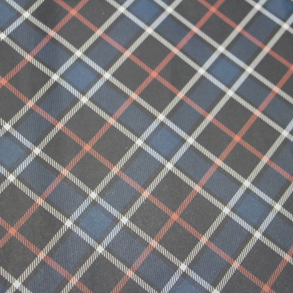 PAPEL DE REGALO 75 X 50 ESCOCES AZUL NEGRO ROJO BLANCO