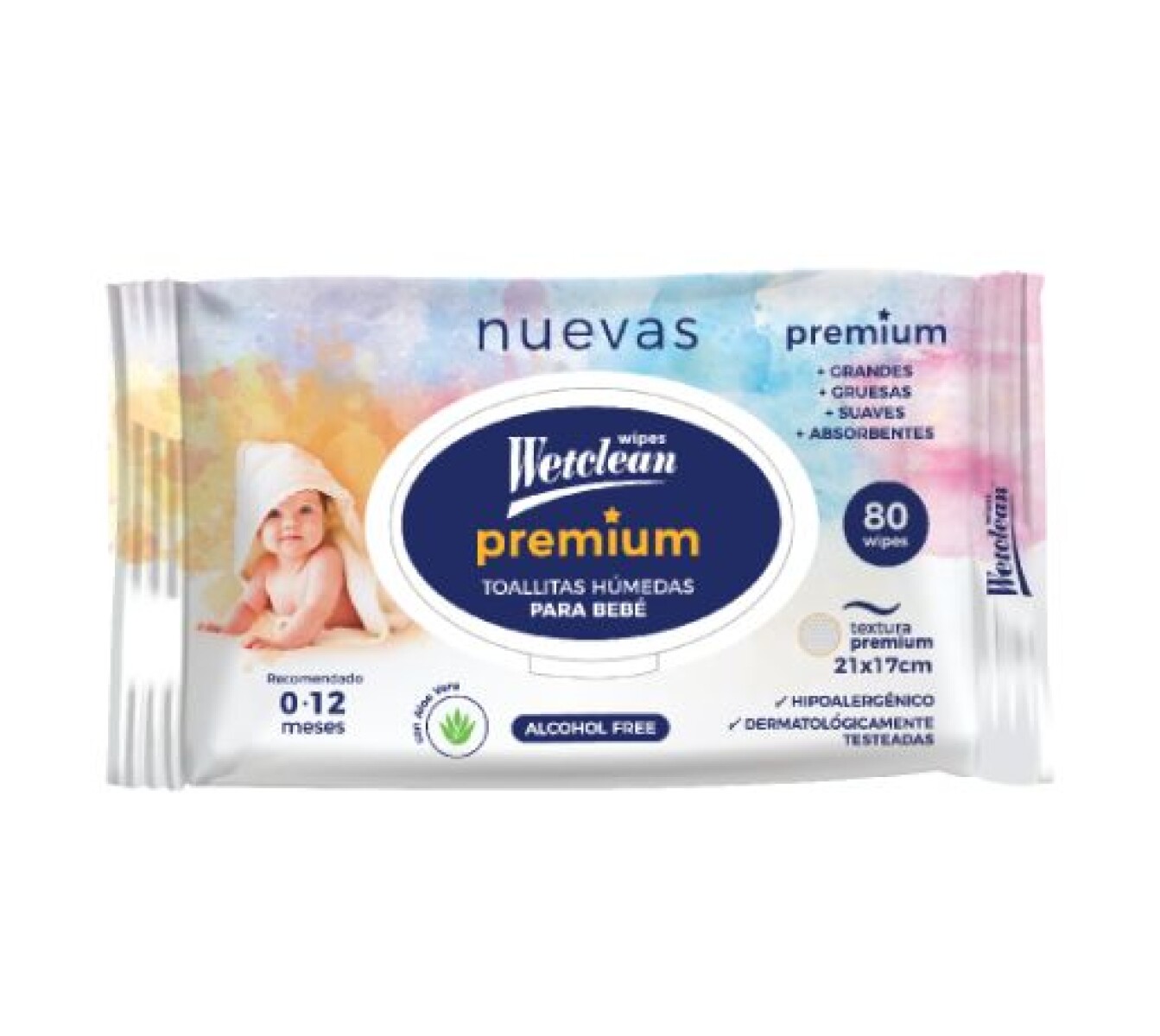 WetClean Toallitas Húmedas Bebé Premium 80 Unidades – Suaves y Seguras para la Piel del Bebé 