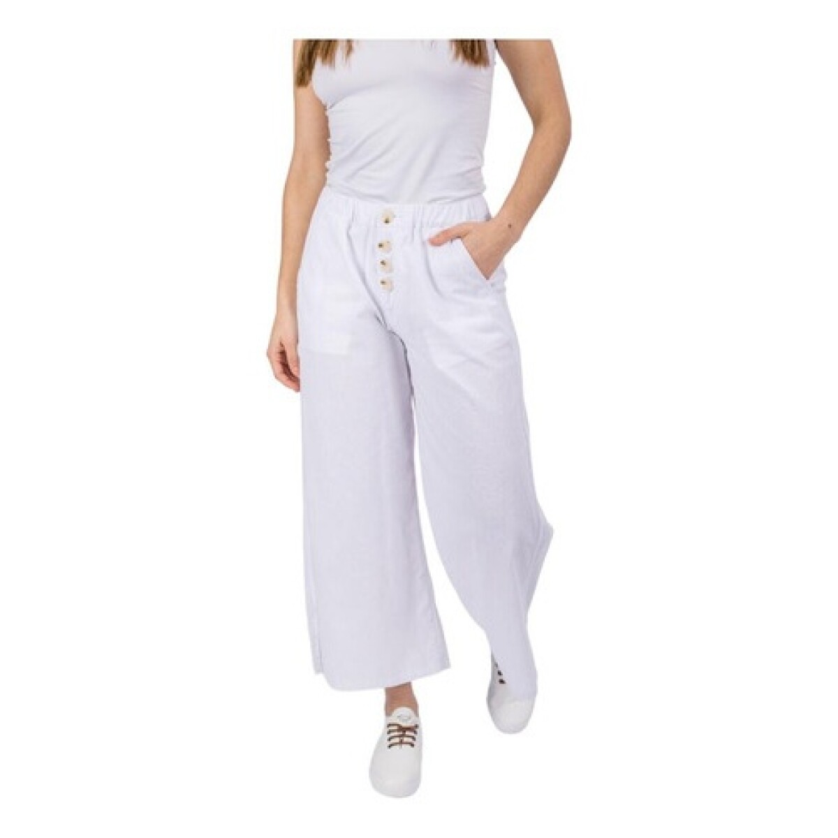 Pantalón de lino UFO Feather Blanco - Blanco 
