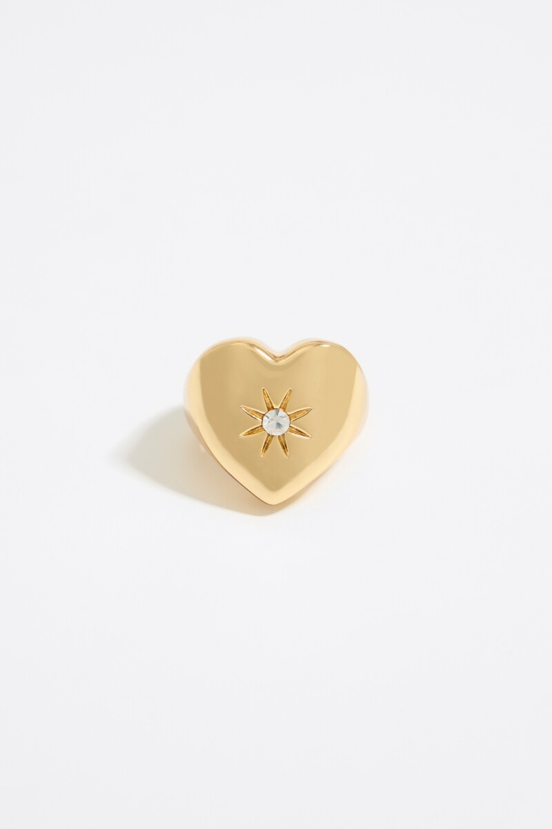 ANILLO CORAZÓN Y CRISTAL Oro