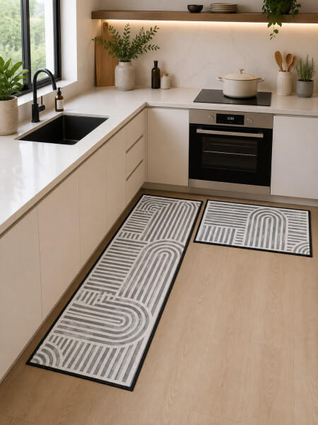 ALFOMBRA DE COCINA ONDAS BEIGE
