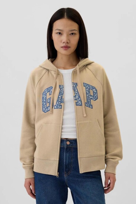 Canguro Con Cierre Logo Gap Mujer Khaki Beige Floral