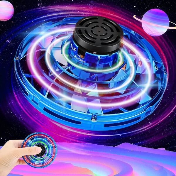 Juguete Giratorio Volador Bola Spinner Drone Bateria Luces Variante Color Azul
