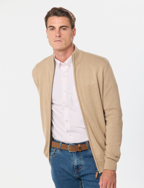 CAMPERA TEJIDA ALGODON Beige