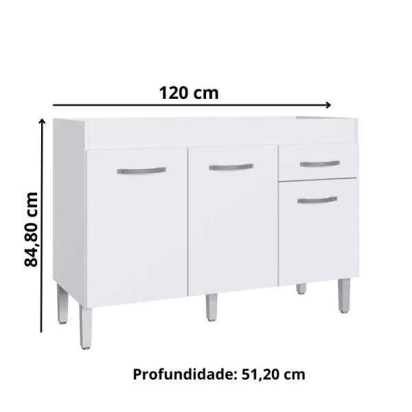 ARMARIO BAJO MESADA 1.20 3 PUERTAS - 1 CAJON - BLANCO ARMARIO BAJO MESADA 1.20 3 PUERTAS - 1 CAJON - BLANCO