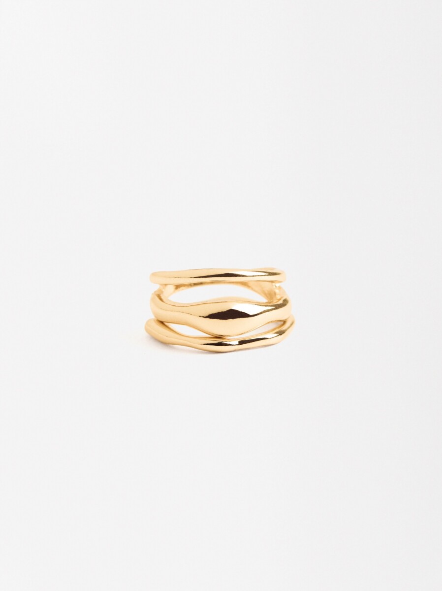 Set De Anillos Irregulares - dorado 