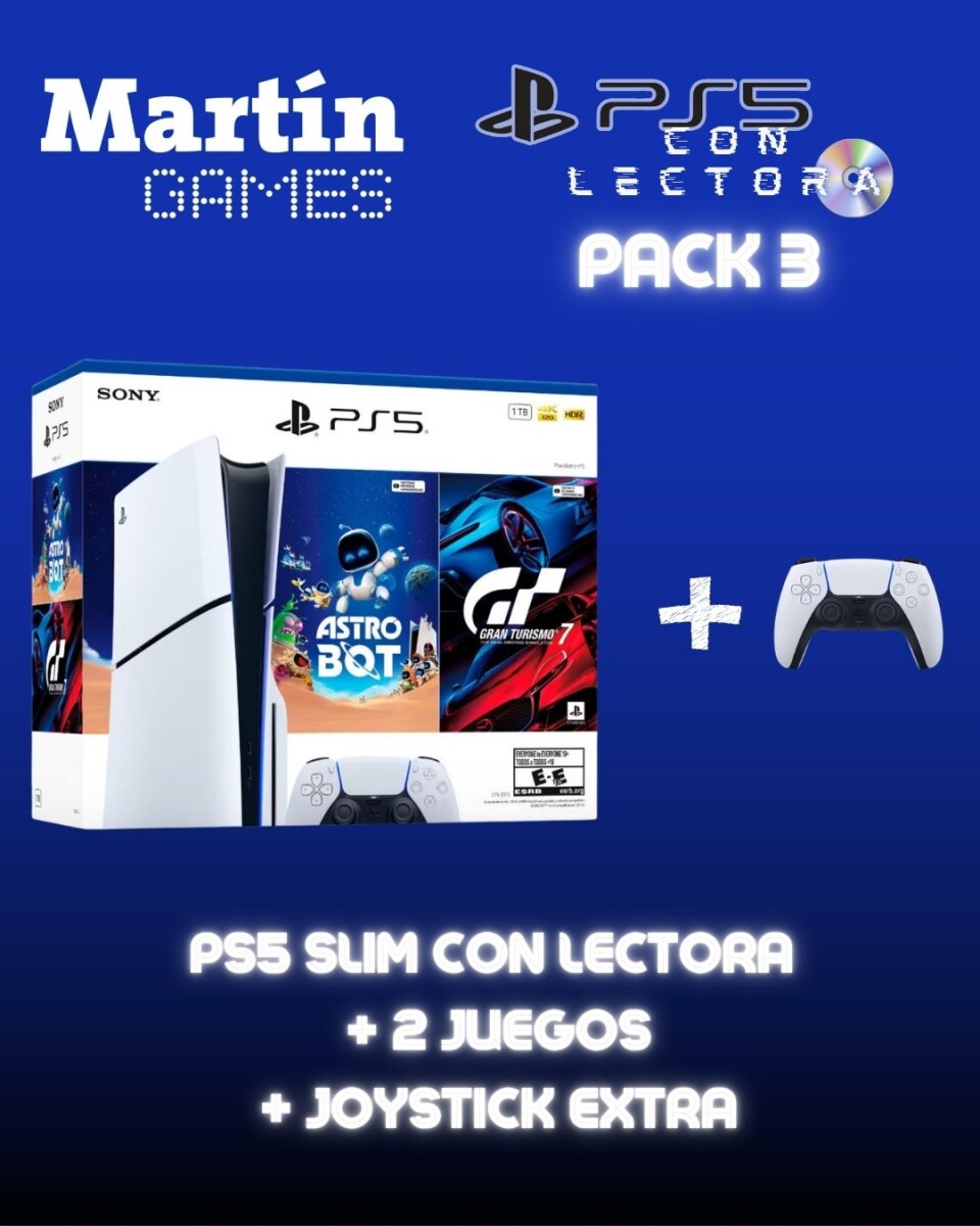 CONSOLA Playstation 5 PS5 SLIM CON LECTORA + CONTROL ORIGINAL EXTRA + ASTROBOT + GRAN TURISMO 7 