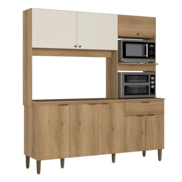 COCINA COMPACTA FLORIDA 1.85 MT 8 PUERTAS - CAPUCCINO/OFF WHITE COCINA COMPACTA FLORIDA 1.85 MT 8 PUERTAS - CAPUCCINO/OFF WHITE