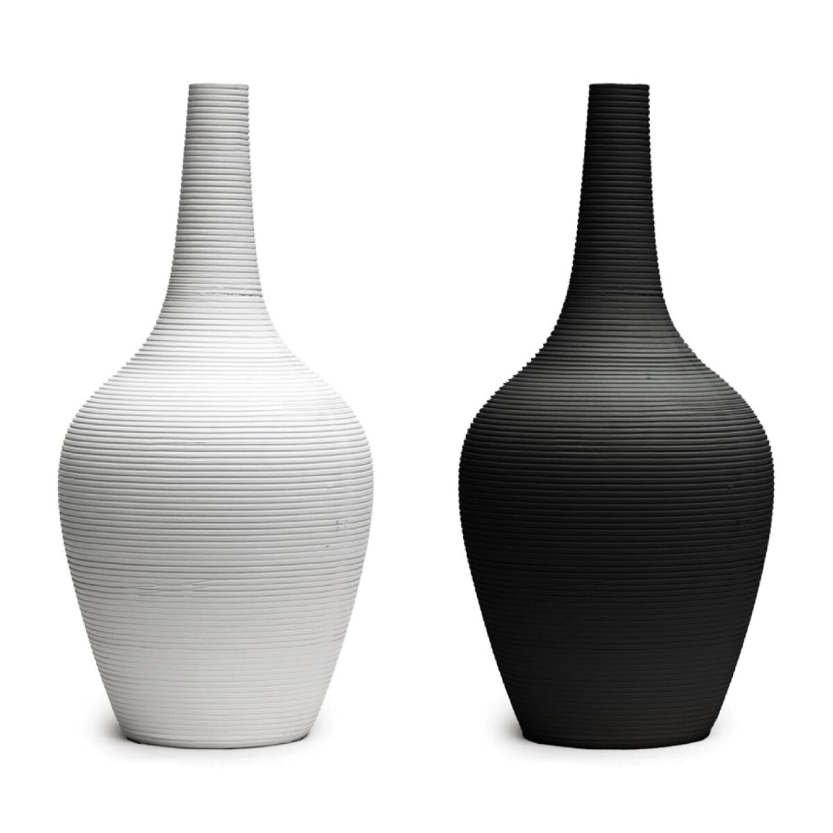 FLORERO CERAMICA D16x35CM BLANCO/NEGRO MATE 