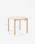 Mesa Indara redonda de chapa de fresno y madera maciza de caucho con acabado tono natural Ø110cm