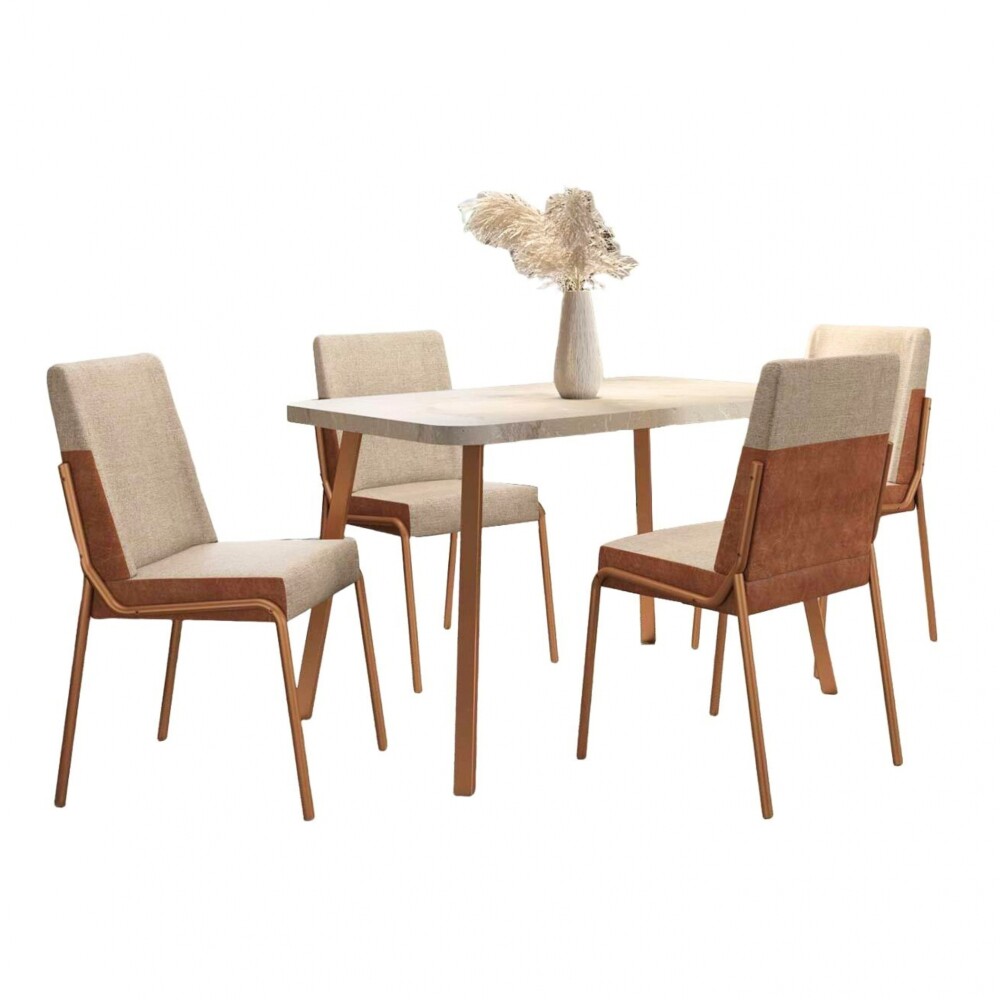 Juego de Comedor Stellar Hug Rectangular 4 sillas Marron