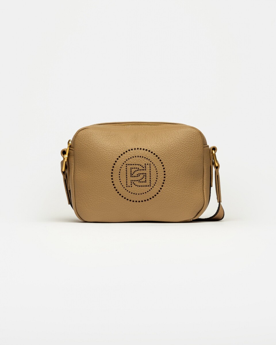 Bandolera Key en efecto cuero graneado - Taupe 