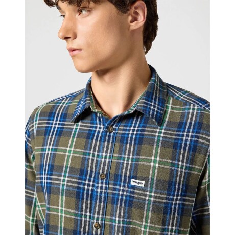 Camisa Wrangler de Hombre - 1 PKT SHIRT - W112357239GREENBLU ELD