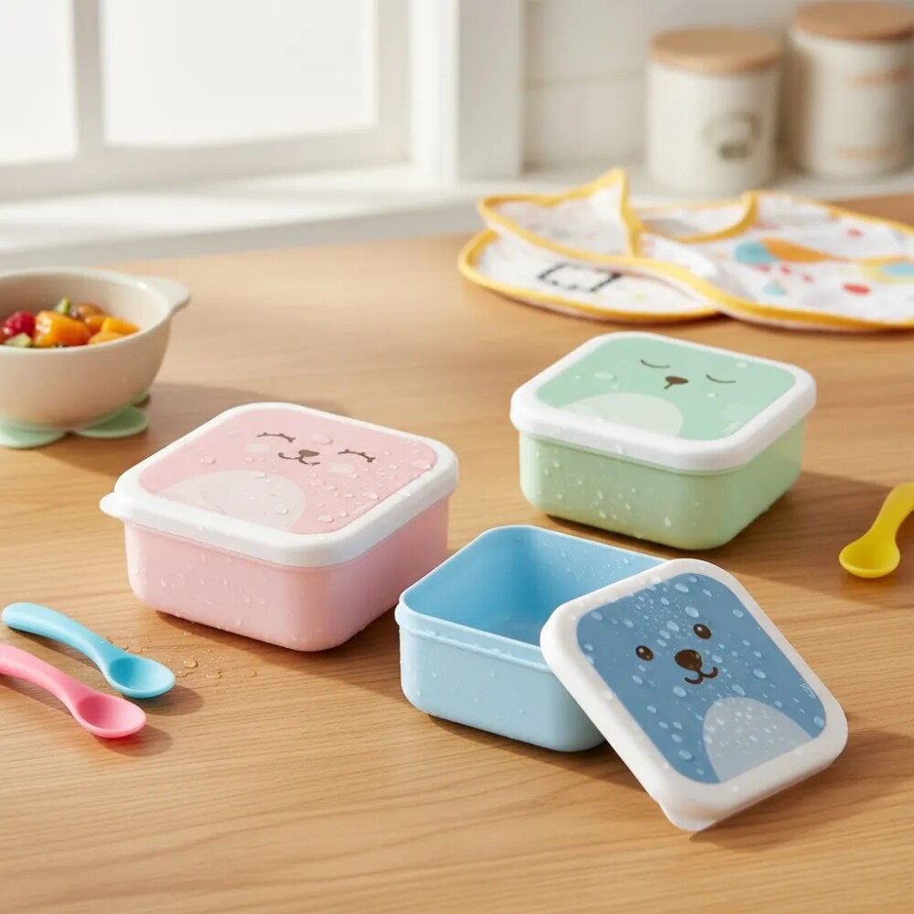 Set x3 tupper animales BUBA osito rosa