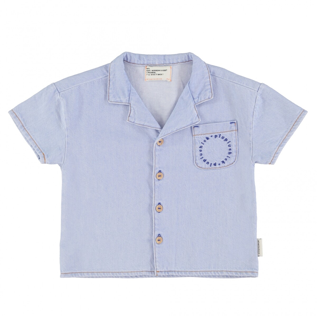 SS25.RP2501B - Camisa De Jean Manga Corta Para Niños Piupiuchick - 12 Meses 