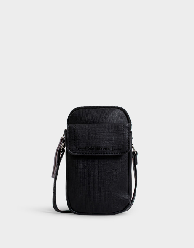 Complemento Marroquinería Color Block Pouch De Cuerina Con Solapa - Negro