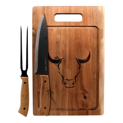 Set De Tabla De Cortar Con Cuchillo Y Tenedor Wayu Set De Tabla De Cortar Con Cuchillo Y Tenedor Wayu