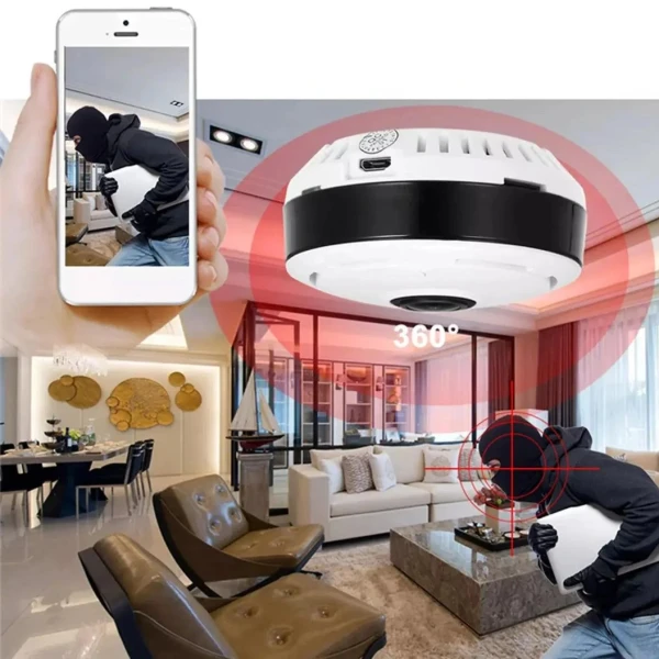 Camara Wifi Seguridad 360° 2Mp Vision De Pez Microfono Smart Variante Color Blanco