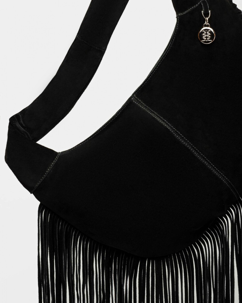 Bolso Amazonia En Cuero Gamuza Negro