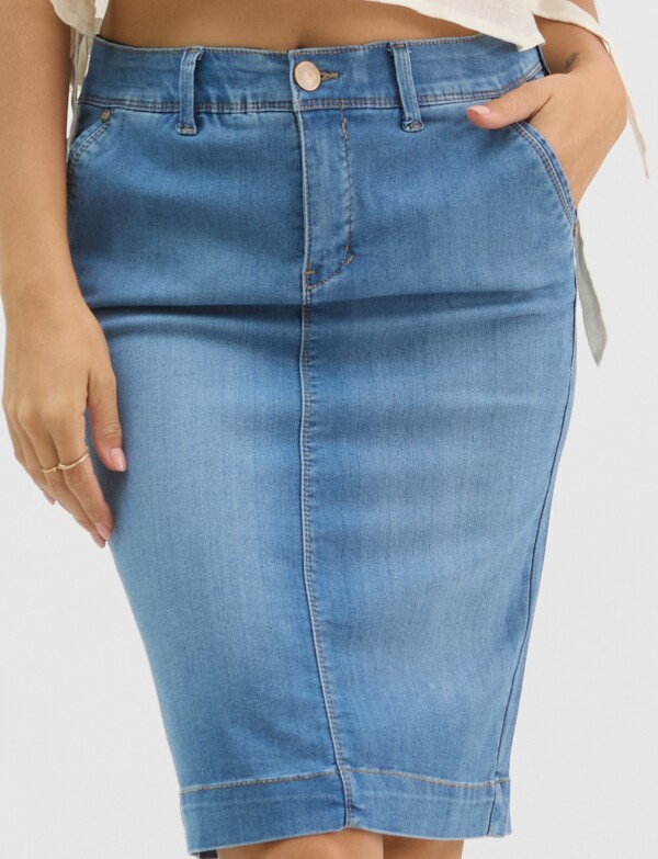 Falda De Denim Tubo A La Rodilla JEAN