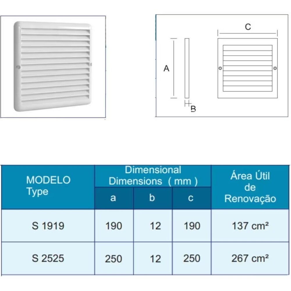 Rejilla de ventilación 25x25cm Sicflux Rejilla De Ventilación 25x25cm Sicflux
