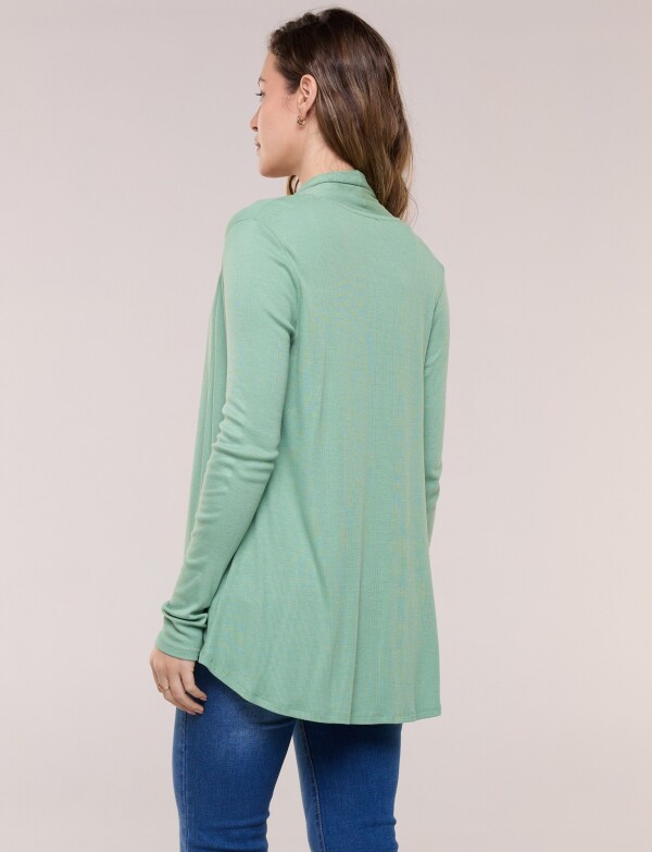 Cardigan De Punto Acanalado VERDE