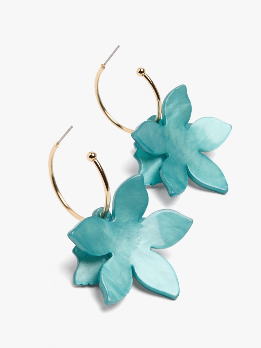 Aros Abiertos Con Maxi Flor azul
