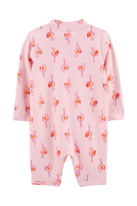 Monito de baño manga larga, con protección UPF 50+, diseño flamencos Monito de baño manga larga, con protección UPF 50+, diseño flamencos